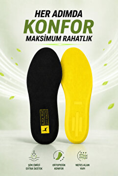 BLACK DEER X15 Ortopedik Tabanlık Rahat Tabanlık Spor Ayakkabı İç Tabanlığı Yumuşak İç Taban Kadın Erkek Siyah