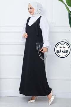 hafsamina Nehir Örme Jile Elbise Siyah HM2389