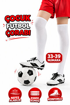 DORE Orijinal 1 Çift Çocuk Premium Ter Emici & Nefes Alan Futbol Maç Tozluk Halısaha Uzun Çorap 33-39