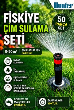 MGF PLAST Mgf-Hunter-Rainbird 50 Parça Bahçe Çim Sulama Sprey Fiskiye Hazır Seti (0-50mt2 Arası)