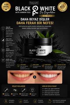 Bepure Aktif Karbonlu Diş Beyazlatma Tozu, Diş Temizleme Ve Diş Beyazlatma, Aktif Karbon 75GR