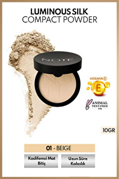 Note Cosmetics Luminous Silk Compact Powder Mat Bitişli Toz Pudra - 01 Beige