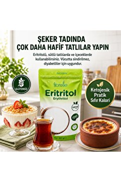 Fibrelle Eritritol Kristal Toz Tatlandırıcı 400 g - Sıfır Kalori / Ketojenik & Vegan Diyete Uygun