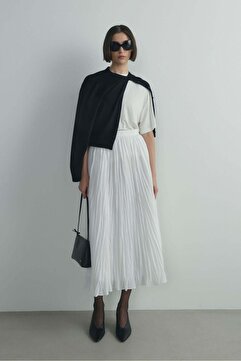 Suud Collection Ekru Donette Piliseli Etek