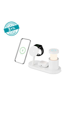 Ttec AirCharger Lumin Pro 2 Qi2.2/MagSafe Özellikli 25W iPhone/Android 4ü 1 Arada iPhone + Watch + AirPodsLED Aydınlatmalı Kablosuz Hızlı Şarj Standı – 2KS46