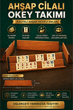 nextbuy Ahşap Cilalı Okey Takımı Ağaç Istaka Melamin Taşlı Kahveci Hobi Oyun Seti
