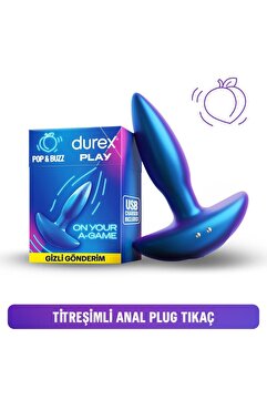 Durex Titreşimli Anal Plug Tıkaç, Silikon, 7 Farklı Mod, USB Şarj Edilebilir, Suya Dayanıklı, 8 cm
