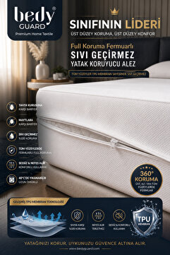 BEDY GUARD Full Koruma Fermuarlı Sıvı Geçirmez Yatak Koruyucu Alez (YÜKSEKLİK TEK K.:26CM, ÇİFT K.:35CM)
