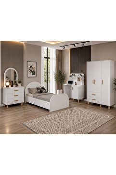 Afilli Bohem Çocuk Odası Takımı Beyaz Tamamı Mdf ( 4 Parça )