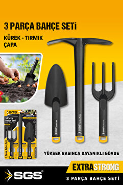 Sgs 3120 Hobi 3'lü Mini Bahçe Seti Plastik Çapa Tırmık Kürek Saksı Çiçek Ekim Bakım Seti