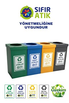 özekim Geri Dönüşüm Sıfır Atık Kutusu 4'lü Set A Kalite Kargo Dahil