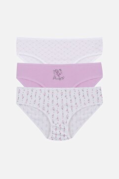 koza iç giyim Kız Çocuk 3'lü Flamingo Desenli Slip