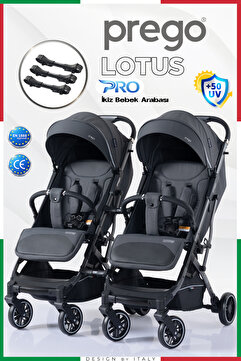 Prego Lotus Pro Kabin Boy UV Tenteli Ayrılıp Birleşebilen İkiz Bebek Arabası