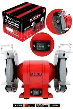 ASSUR 200mm Zımpara Balta Bıçak Bileme Makinesi Taş Motoru Tezgah Üstü Taşlama Makinesi