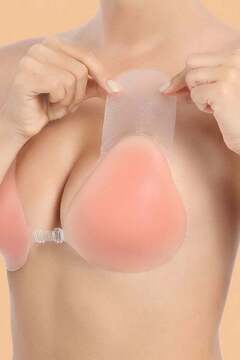 Cottonhill Yapışkanlı Klipsli Push Up Straplez Silikon Görünmez Sütyen