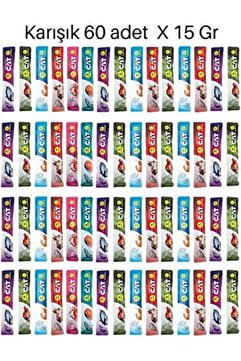 EuroGold Creamy Cat Mix 60 x 15 gr Karışık Krema Sıvı Kedi Ödül Maması Lezzetli Aromalarla