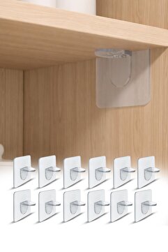omilife 12 Adet Yapışkanlı Raf Tutucu Dolap İçi Raf Destekleyici Organizer Raf Sabitleyici