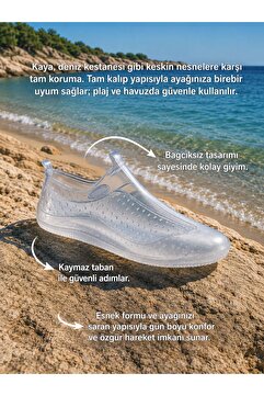Rimex Unisex Şeffaf Deniz Ayakkabısı Kaydırmaz Üst Kalite Garantili