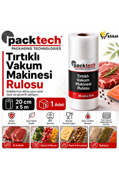 Packtech Tırtıklı Rulo Vakum Makinesi Poşeti- Torbası 20 cm x5 Metre