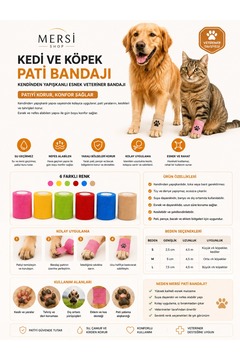 Genel Markalar Su Geçirmez Kendinden Yapışkanlı Kedi & Köpek Pati Bandajı – Ayak Koruyucu Bandaj Ayakkabısı