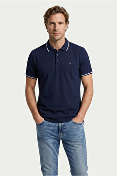 Kiğılı Polo Yaka Slim Fit Yumuşak Dokulu Nakışlı Pamuklu Likralı Esnek Tişört