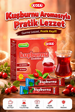 Koza Gurmelerin Seçimi Pratik Lezzet Kuşburnu Aromalı Tek İçimlik Toz Premium Kuşburnu Çayı 30 Stick