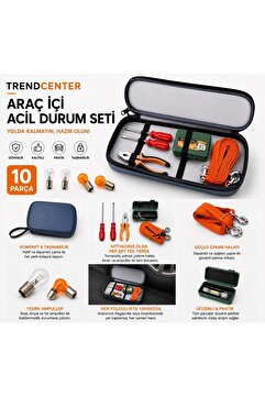 tr trendcenter Yeni Müfredata Uygun Trafik Seti Çeki Halatı Fener Pense Tornavida Ampul Çantalı