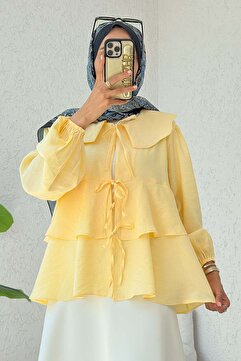 Salih Çelebi Balon Kol Bebe Yaka Tunik 2370 - SARI