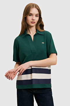 U.S. Polo Assn. Kadın Koyu Yeşil Polo Yaka Tişört 50319995-VR079