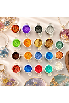 cnk craft shop Epoksi Reçine Mica Toz Pigment Seti 19x14ml Epoksi Boya, Mum Boyası, Pigment Boya Beton İnci Toz