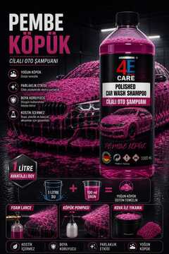 4E CARE PEMBE CİLALI OTO YIKAMA KÖPÜĞÜ 1 LT