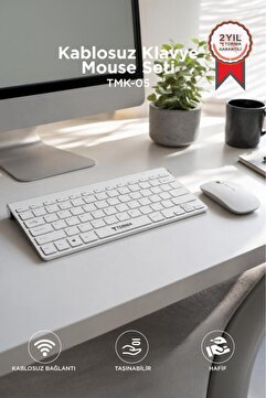 Torima Klavye Mouse Seti Akıllı Kablosuz TMK05 Beyaz