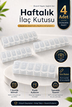 HASBY 4 Adet Haftalık Ilaç Kutusu Hap Kutusu Düzenleyici Haftalık Ilaç Vitamin Saklama Kutusu