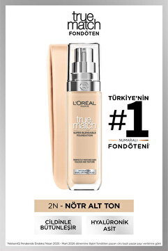 L'Oreal Paris True Match Bakım Yapan Fondöten - 2N Nötr Alt Ton