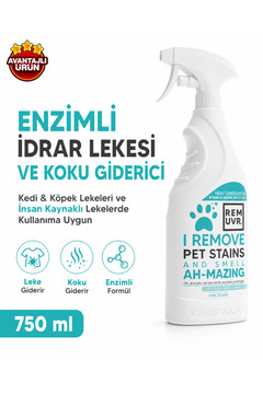 REMUVR Enzimli İdrar Lekesi ve Koku Giderici Sprey 750 ml | Kedi, Köpek ve İnsan Kaynaklı Lekeler