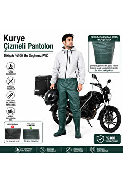 go out Motorcu Çizmeli Pantolon, Kurye Motorcu %100 Su Geçirmez Tek Alt Çizmeli Pantolon Dikişsiz