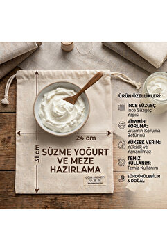 GÖZDE ELSANATLARI Bitkisel Süt Torbası Organik Yoğurt Süzme Kesesi Yıkanabilir Natural Tekstil Sütbezi 24X31cm