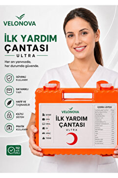 Velonova Ultra İlk Yardım Çantası Acil Müdahale Kiti Temel Malzemeler – Sert Kasa Duvara Monte Aparatlı