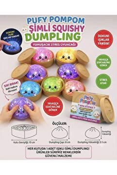 Pufypompom Simli Squishy Çin Mantısı () Stres Atan Yumuşacık Sıkılabilir Oyuncak