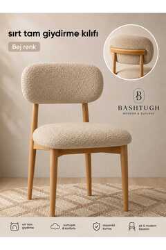 BASHTUGH TİCARET Bohem Sandalye Örtüsü Arkası Tam Kaplama Yıkanabilir Esnek Lastikli Mutfak Sandalye Kılıfı Alt Üst 2Parça Takım Chair Cover