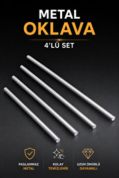 Badem10 4'lü Masterchef Alüminyum Paslanmaz 29-49-74-99 CM Metal Oklava Seti Hamur Açma Aparatı Sofra Mutfak