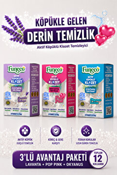 FUNECO Klozet WC Temizleyici Set, 3 Kutu-Her Kutuda 4 Paket, Lavanta, Okyanus, Pop Pink!!