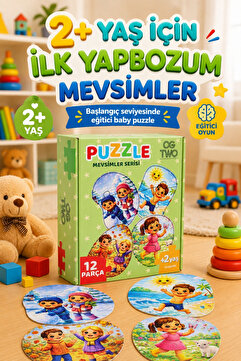 OGTWO İlk Yapbozum 2+ Yaş Mevsimler Serisi Baby Puzzle 12 Büyük Parçalı Premium Eğitici Puzzle | 2-3 Yaş