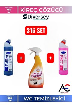 Diversey Clonet Ekstra 1 adet +R6 Tuvalet temizleyici 1 adet + Clonet Mutfak Yağ Sökücü 1 adet - 3'lü SET