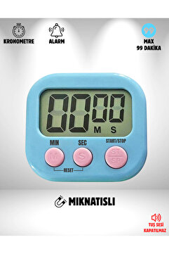 Folveit Mavi Renk Dijital Ekranlı Alarmlı Kronometre Mıknatıslı Mutfak Zamanlayıcı Maks. 99 Dakika