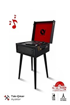 Kensa Bluetooth Nostaljik Ayaklı Pikap – Plak Çalar Taşınabilir Çanta Tasarım, USB & AUX Destekli