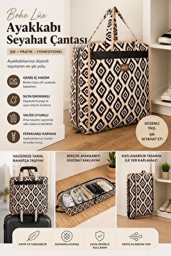 MorPort 6 Bölmeli Desenli Ayakkabı Hurcu Seyahat Tipi Valiz Üstü Hurç (35x22x40)