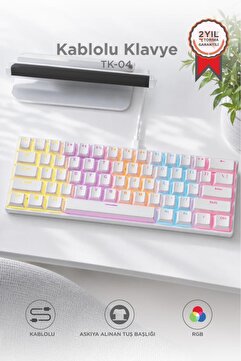 Torima Kablolu Klavye Rgb Işıklı Mekanik Q Klavye TK04 Beyaz