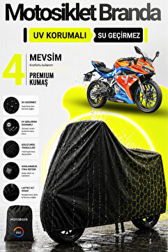 Motobros Su Geçirmez SİYAH Motosiklet Brandası – Dayanıklı Kalın Kumaş, 4 Mevsim – CF 250 SR Uyumlu