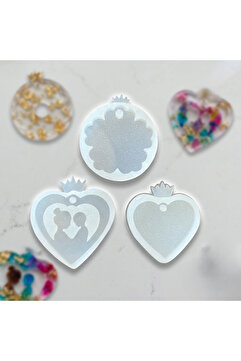cnk craft shop Epoksi Silikon Kalıp Seti, Epoksi Kolye Anahtarlık Silikon Kalıbı, Epoksi Reçine Kalıp